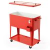 Outdoor Portable Rolling Party Cooler Cart Patio Mobile Ice Chests Beverage Icebox Beer Cola Cooler Trolley