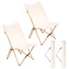 Set of 2 Bamboo Dorm Chair with Storage Pocket for Camping and Fishing