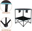 Bosonshop Folding Table, Travel Camping Picnic Collapsible Round Table with 4 Cup Holders and Carry Bag (Black & Blue)