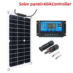 20W-300W Solar Panel 12V Solar Cell 100A Controller Solar Panel for Phone RV Car MP3 PAD Charger Outdoor Battery Supply Camping (Color: With 60A Controller)