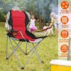 Foldable Camping Chair Heavy Duty Steel Lawn Chair Padded Seat Arm Back Beach Chair 330LBS Max Load with Cup Holder Carry Bag