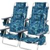 4-Pack 5-Position Outdoor Folding Backpack Beach Reclining Chair with Pillow