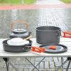 Outdoor portable 2-3 person camping stove cover pot picnic cooker non stick pot teapot combination set including tableware